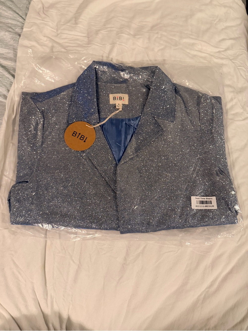 BiBi Sparkle Light Blue Blazer Jacket